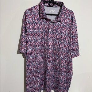 Men's Floral Polo Shirt - Red and Blue